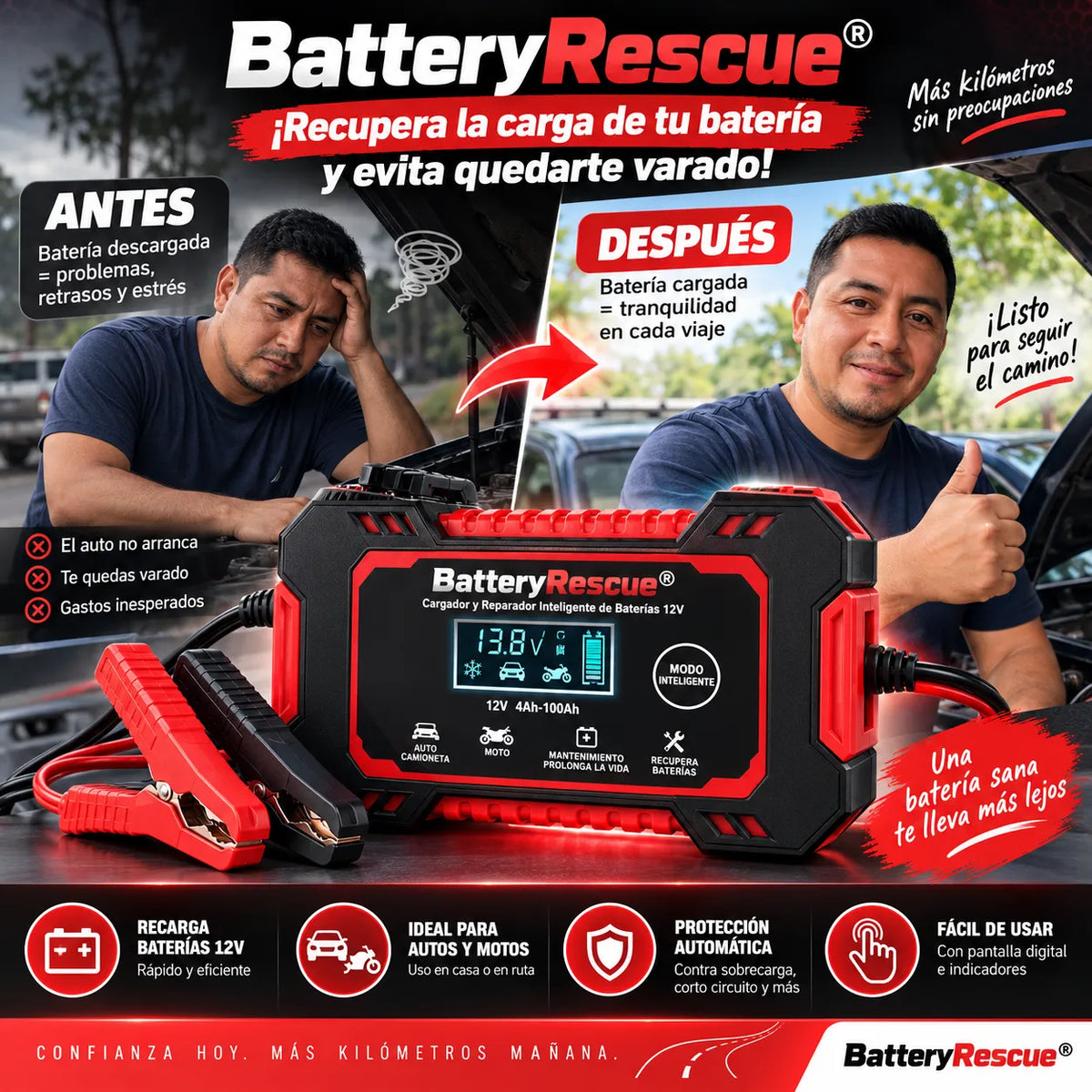 BatteryRescue® – ¡Recupera la Carga de tu Batería y Evita Quedarte Varado!