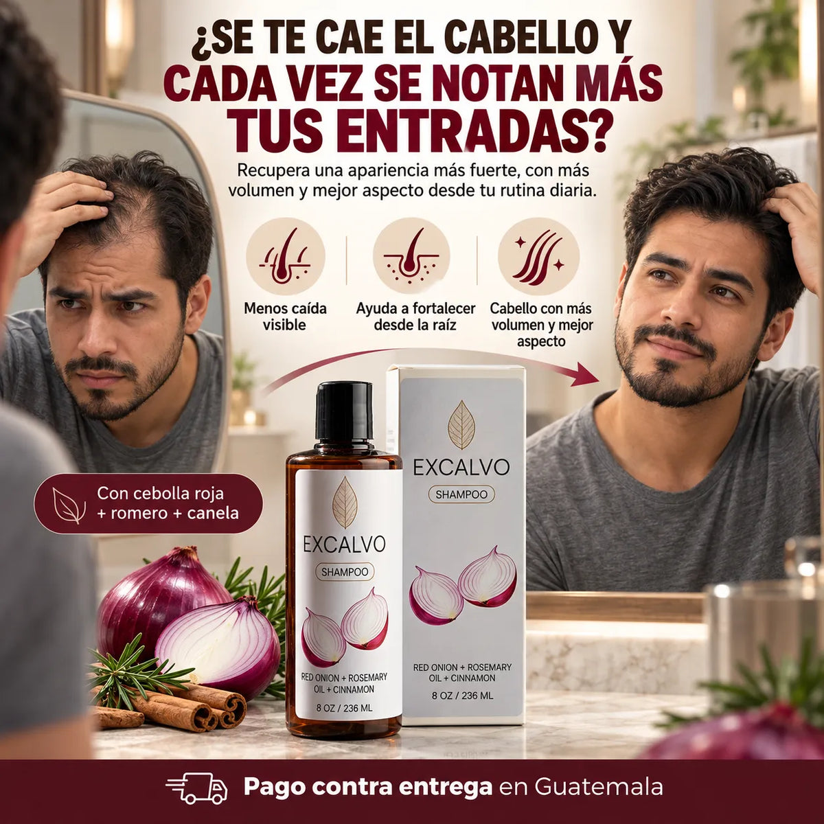 EXCALVO® – ¡Frena el Aspecto de Caída y Fortalece las Zonas Más Débiles de tu Cabello!