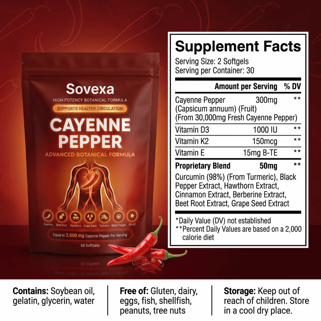 Sovexa Capsaicina Activa® en Softgels - Reactiva tu Circulación Natural