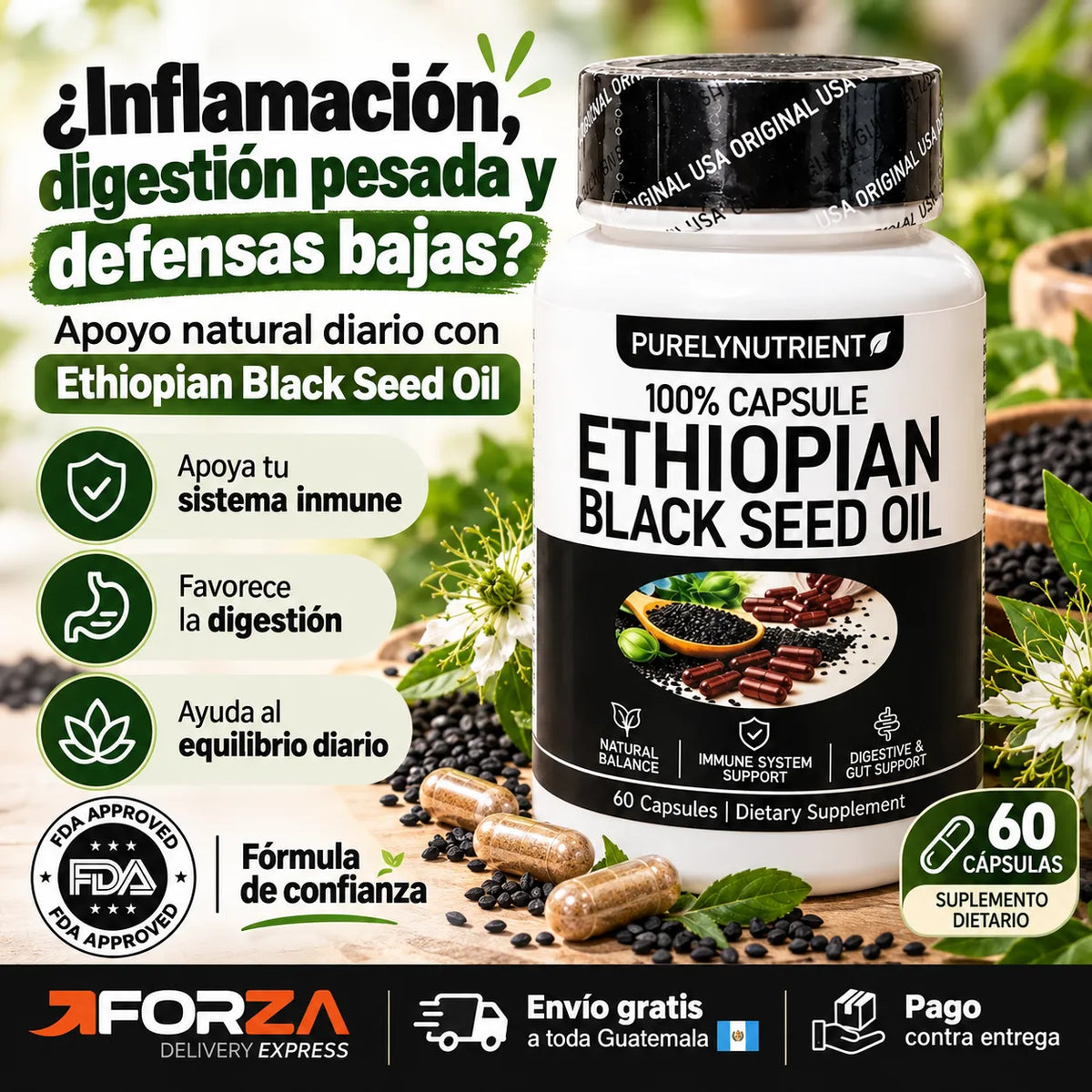 Ethiopian Black Seed Oil® – ¡Menos Pesadez, Más Energía y Bienestar Cada Día!