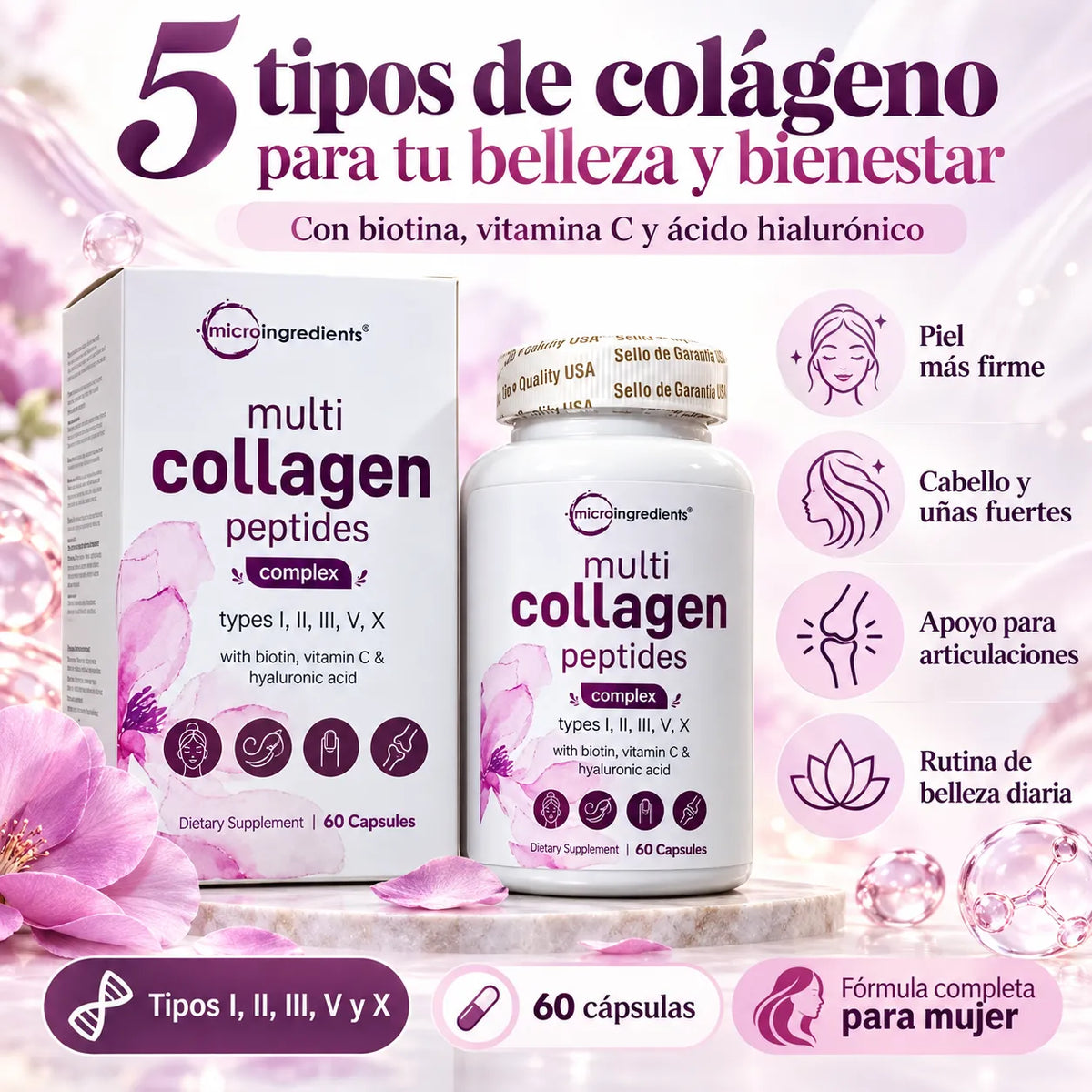 Multi Collagen Peptides Complex – ¡5 Tipos de Colágeno para tu Belleza y Bienestar!