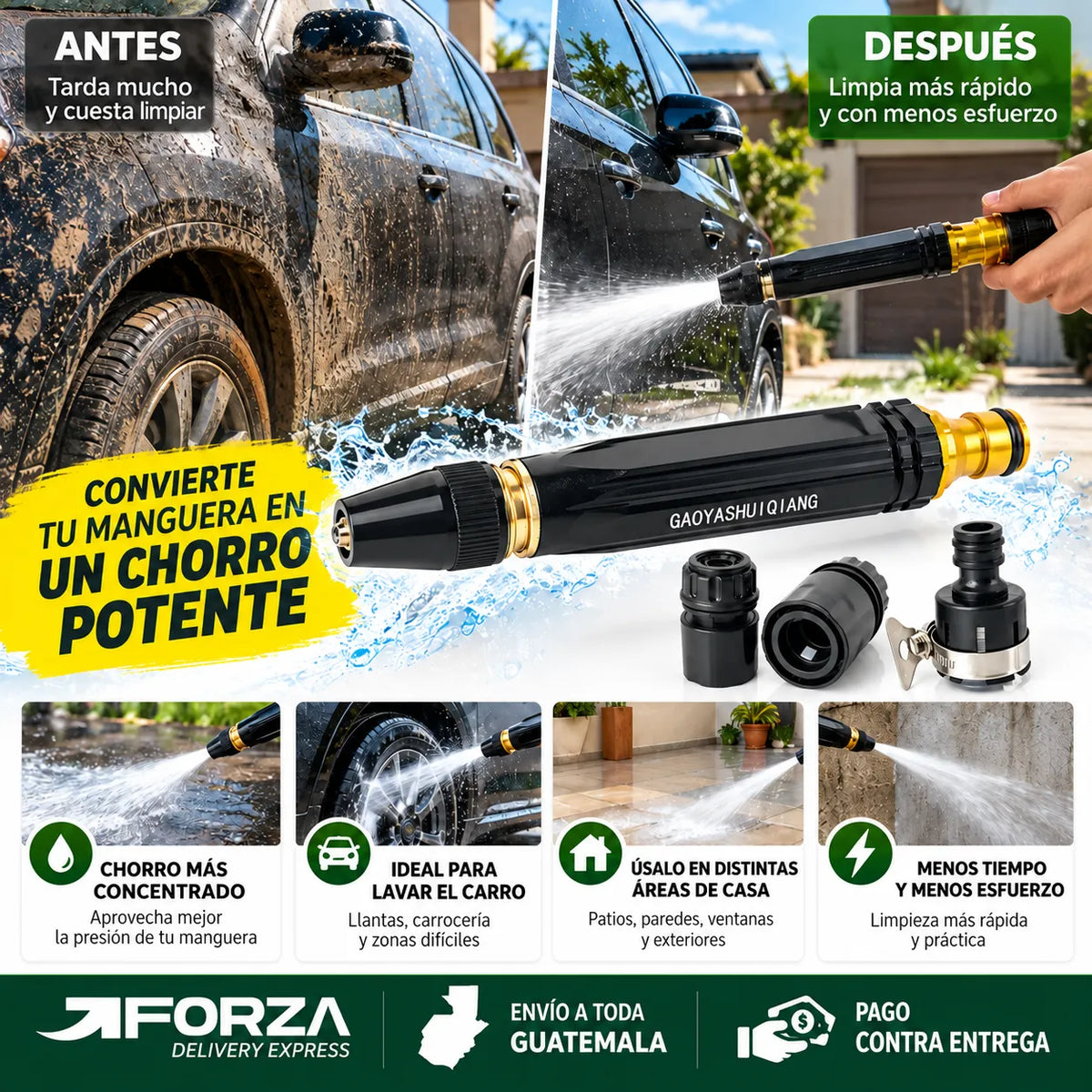 HydroJet® – ¡Deja de Tallar de Más y Limpia tu Carro, Patio y Casa con Mayor Presión!